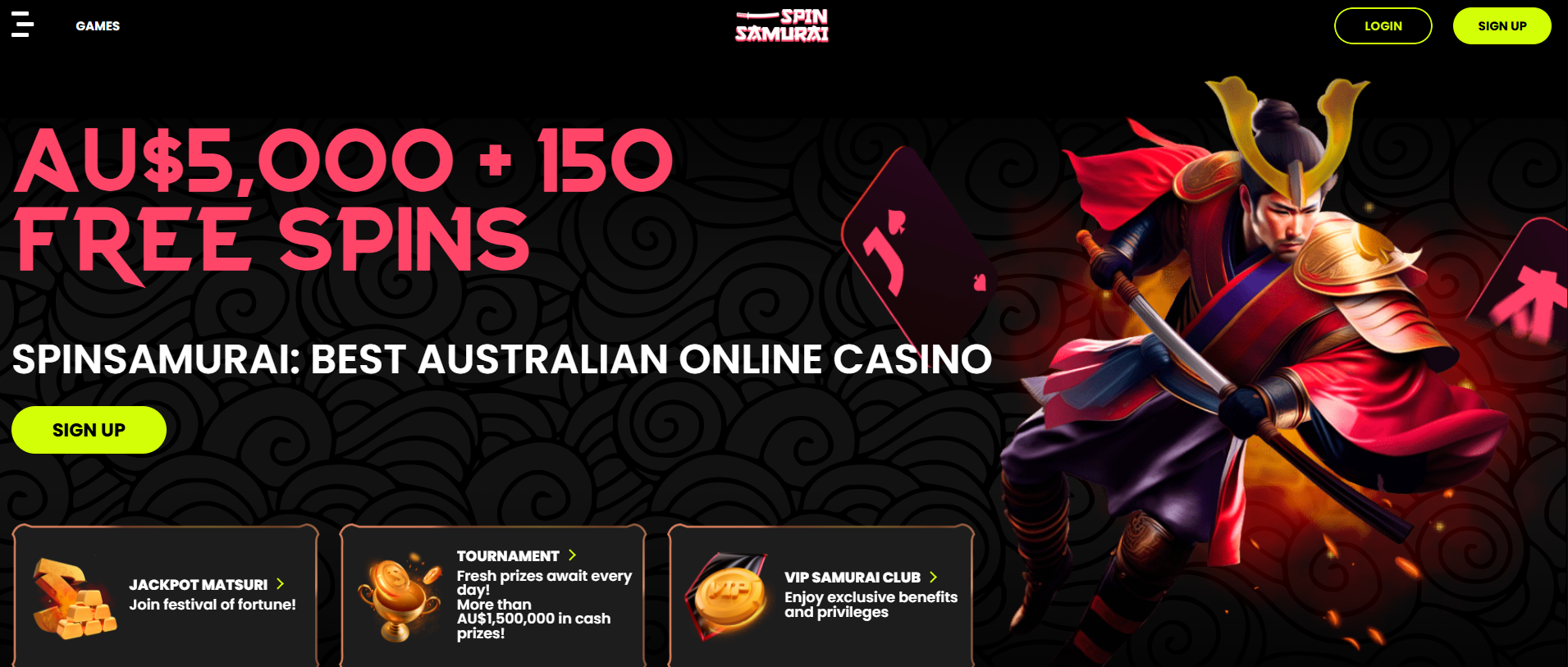 SpinSamurai Casino Screenshot